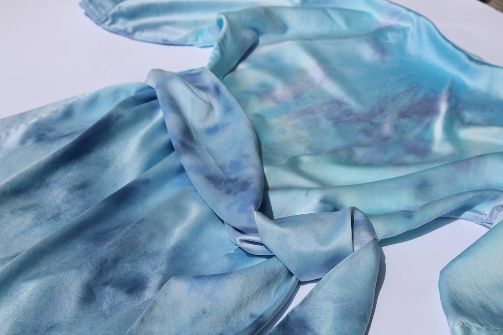 Baby Blue Silk Robe