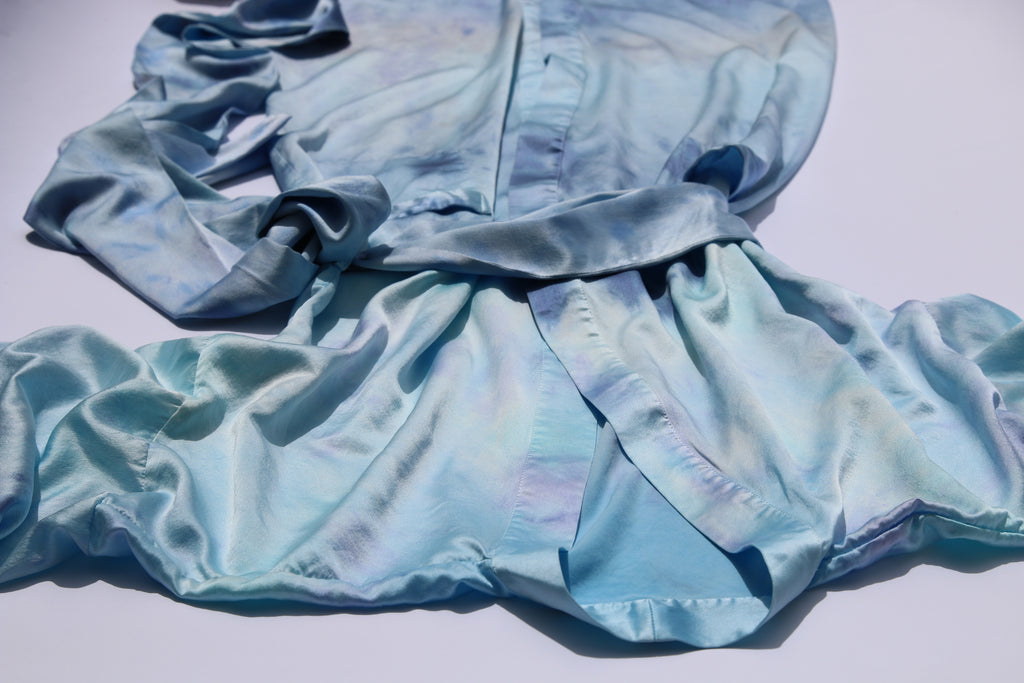 Baby Blue Silk Robe