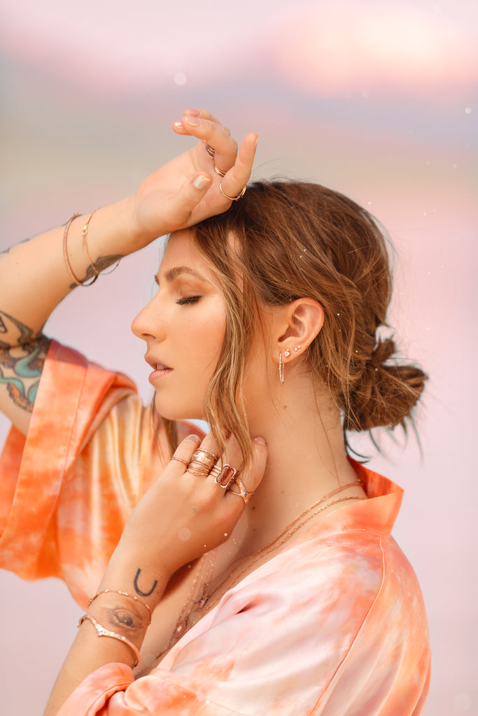 Orange Blossom Silk Robe Image credit: Natasha Wilson Photography / Sirciam Jewelry / Alicia Turner model