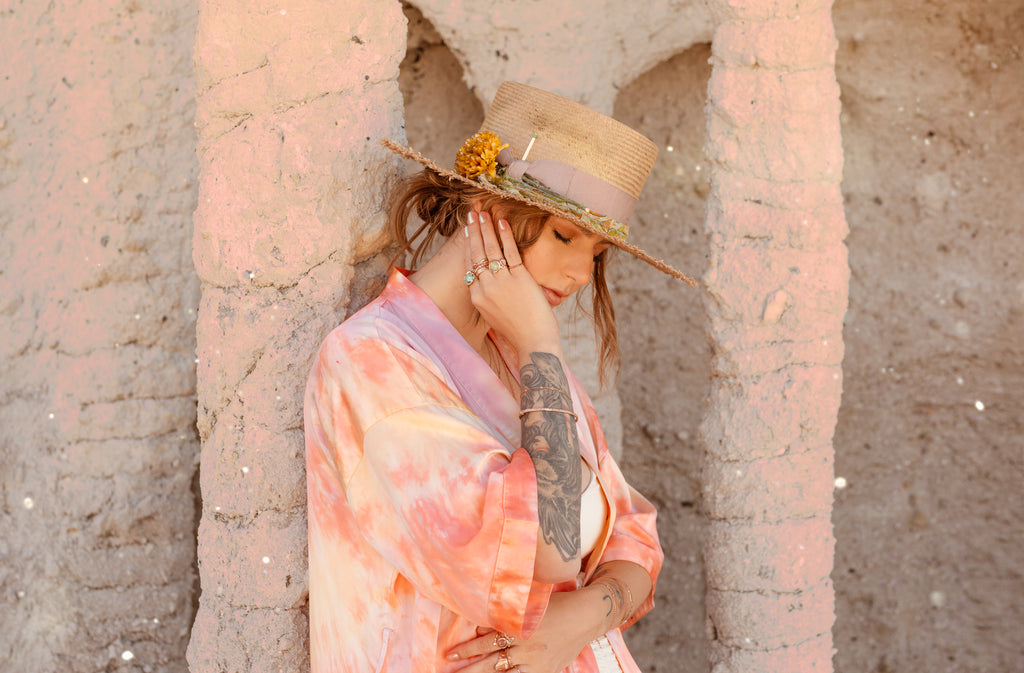 Orange Blossom Silk Robe Image credit: Natasha Wilson Photography / Sirciam Jewelry / Alicia Turner model 